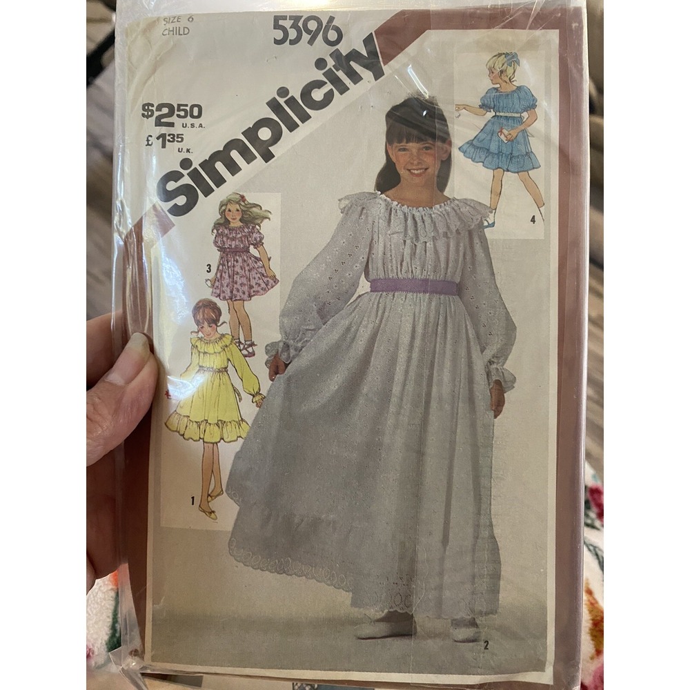 Vintage Simplicity 5396 Girls Dress Sewing Pattern Size 6 Cut Complete